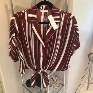 Lush Striped Knotted Blouse